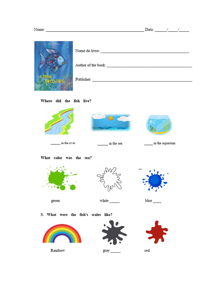 Rainbow Fish Activity Worksheet | PDF