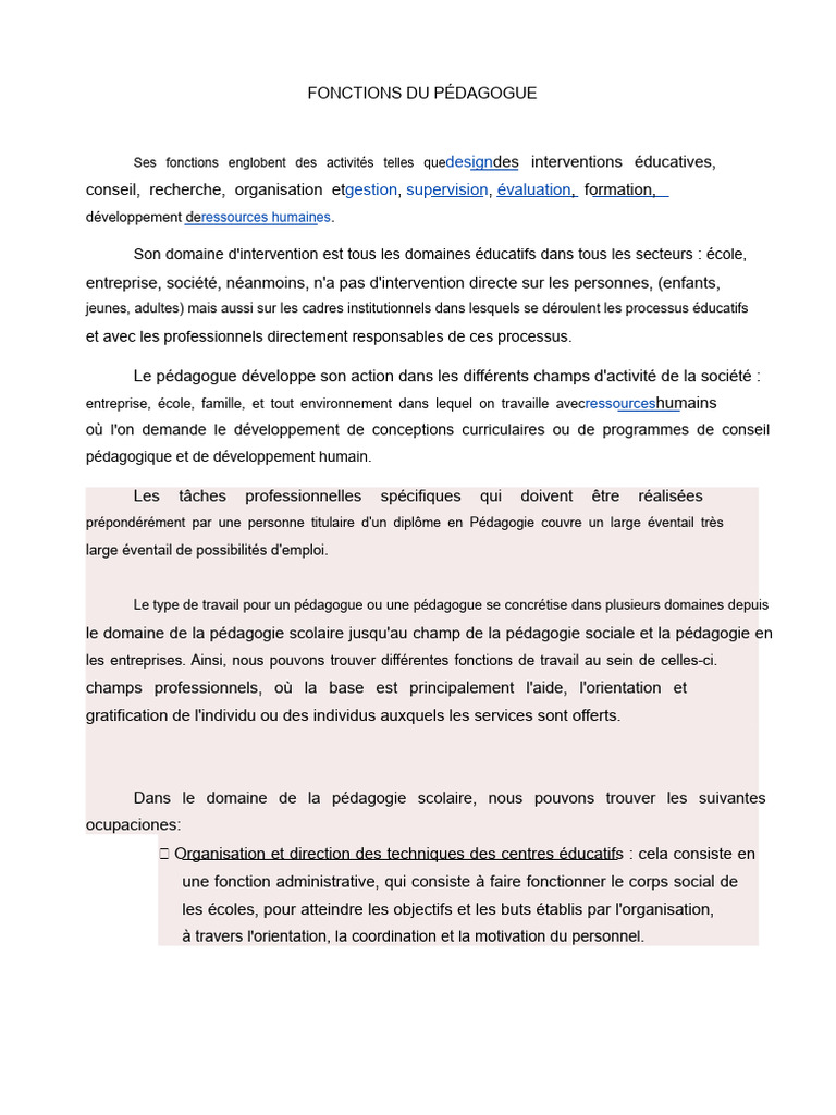 Fonctions essentielles du pédagogue | PDF | Pédagogie | Apprentissage