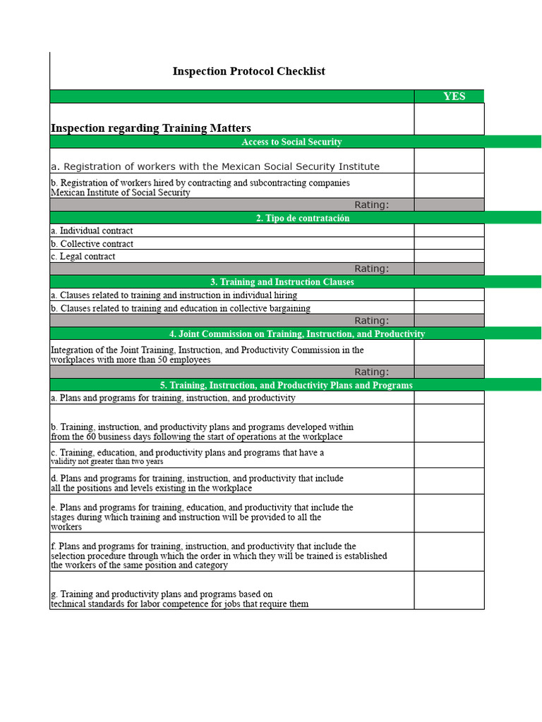 Comprehensive Inspection Protocol Checklist | PDF | Occupational Safety ...