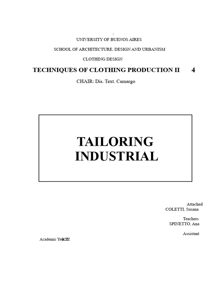 Tailoring Techniques: Artisanal vs. Industrial | PDF | Clothing | Fashion