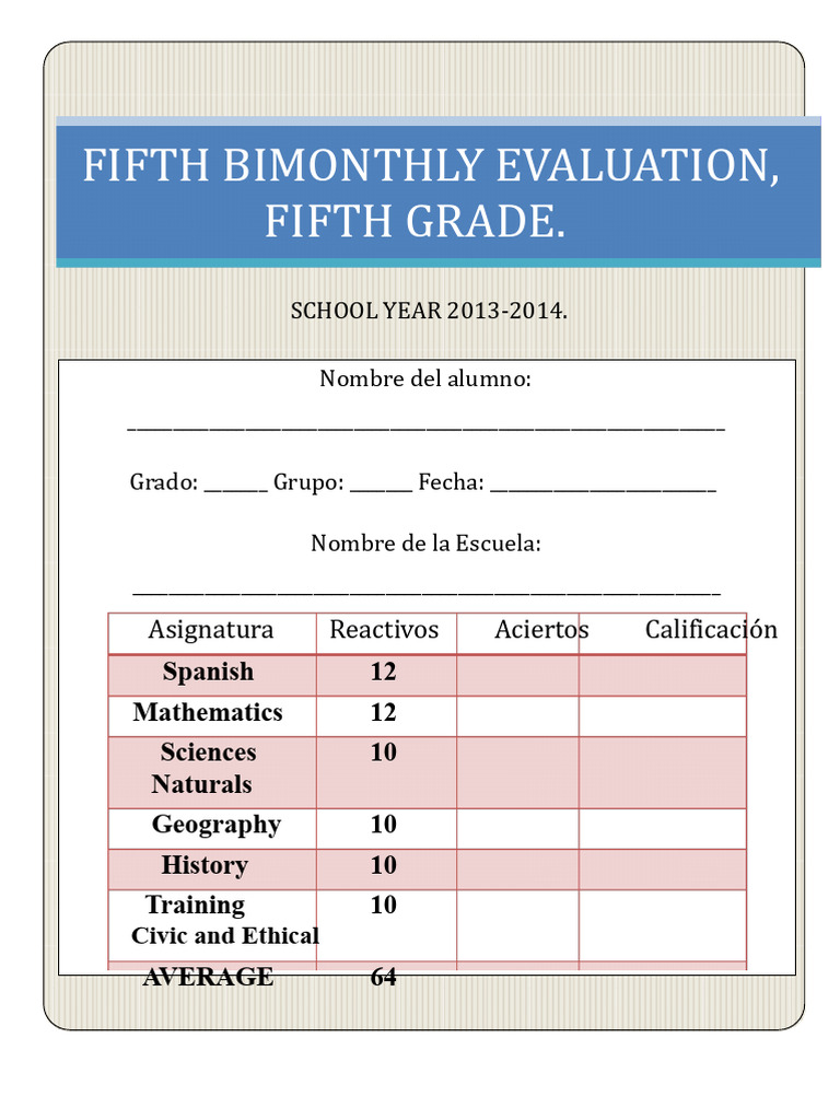 Fifth Grade Bimonthly Evaluation 2014 | PDF | Pollution | Atmosphere Of ...