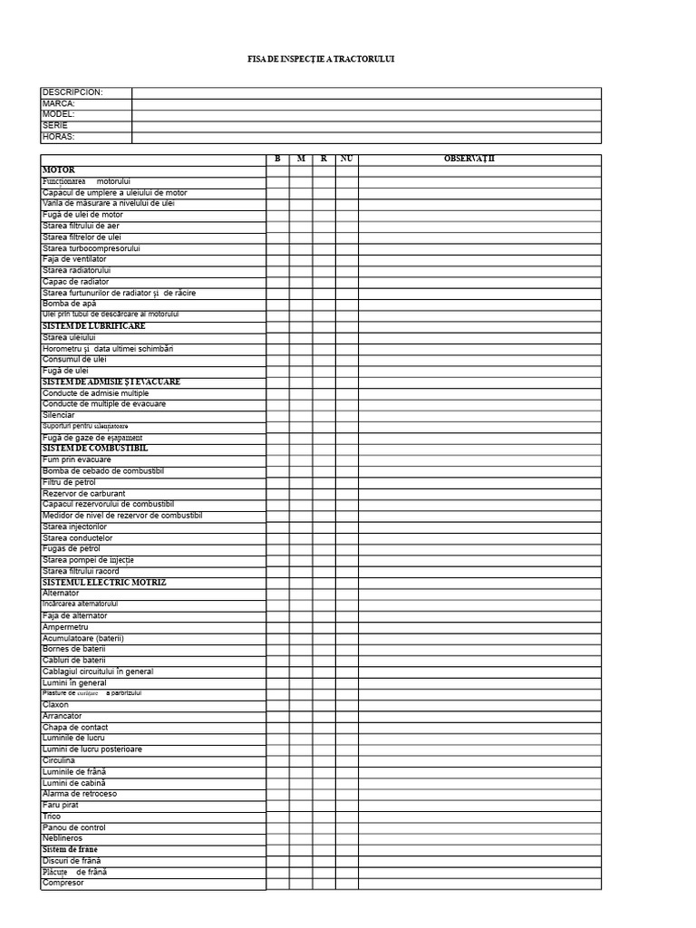 Checklist Tractor | PDF