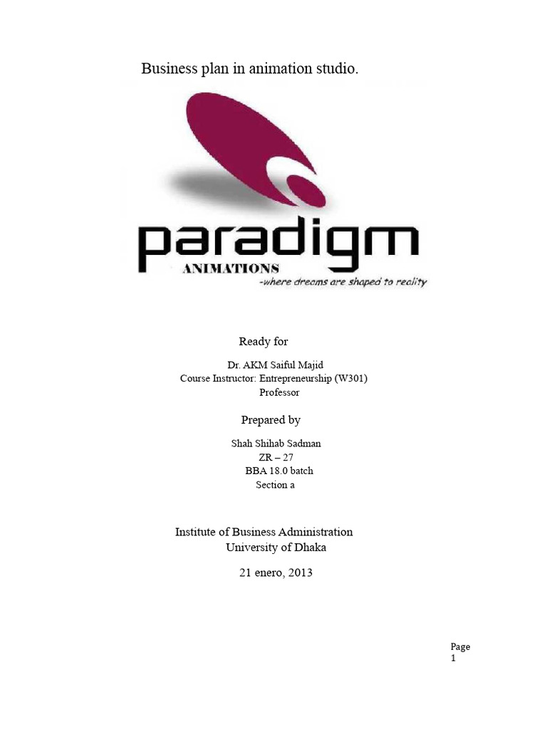Business Plan for Animation Studio | PDF | Marketing Strategy ...