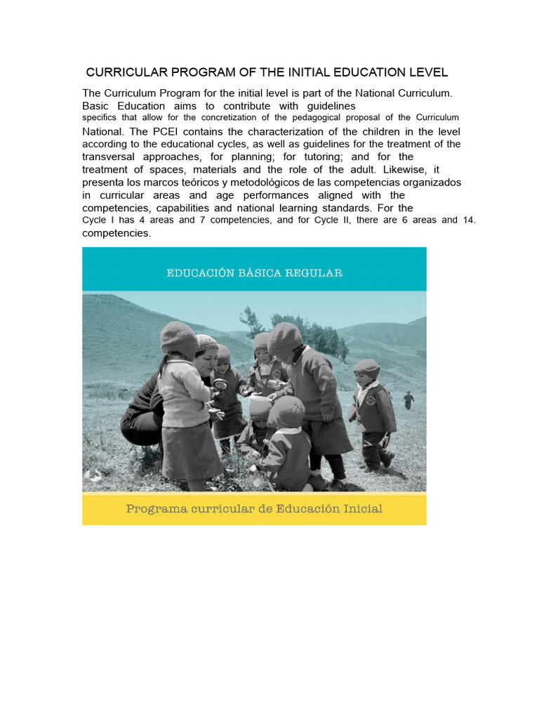 Curricular Program For The Initial Education Level | PDF