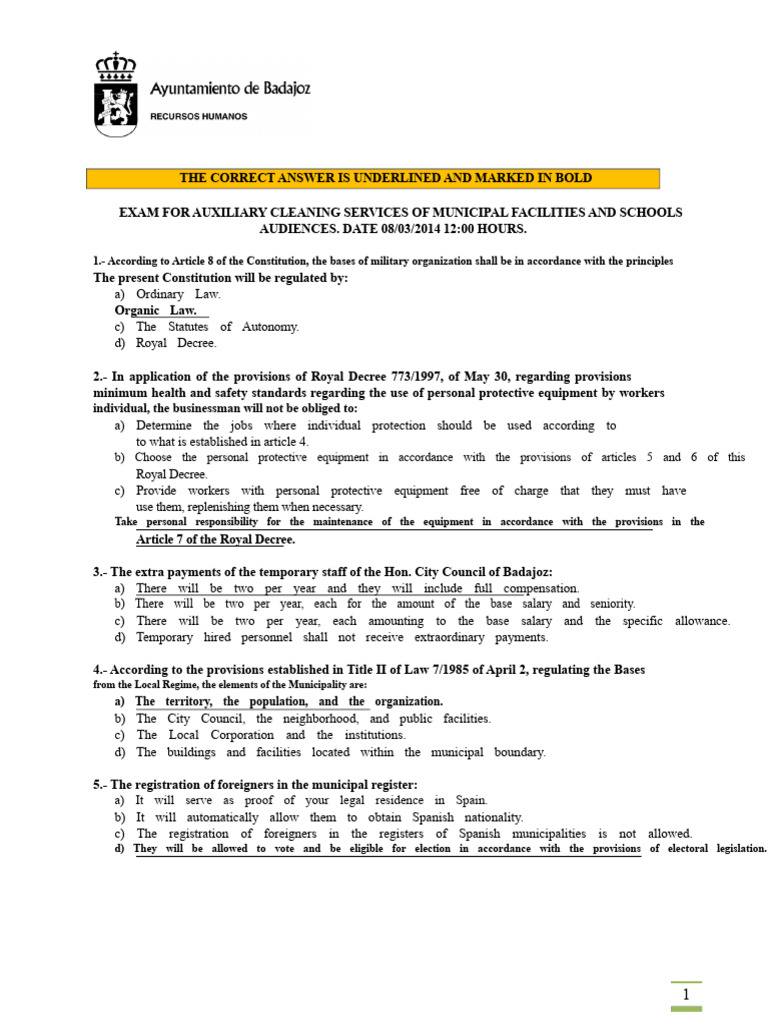 Cleaning Exam Shift 4 With Answers | PDF | Bleach
