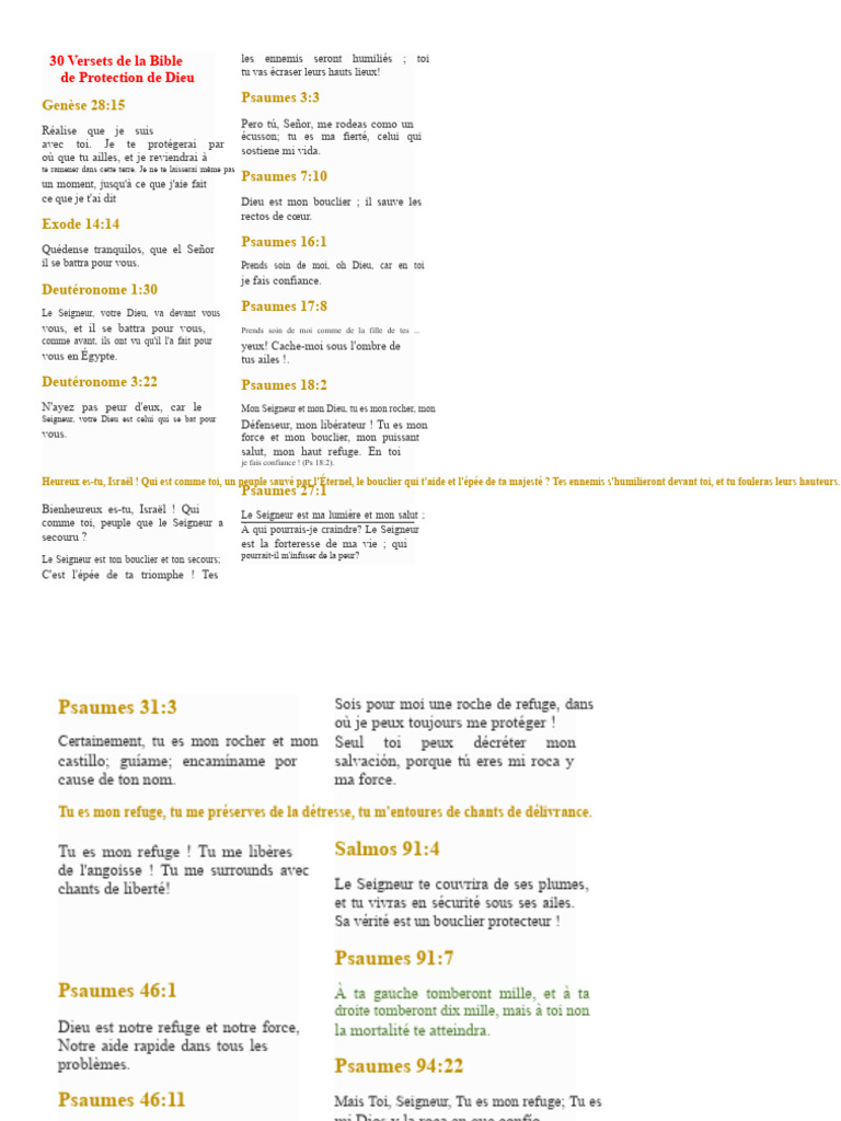Versets bibliques sur la protection divine | PDF | Jésus | Dieu