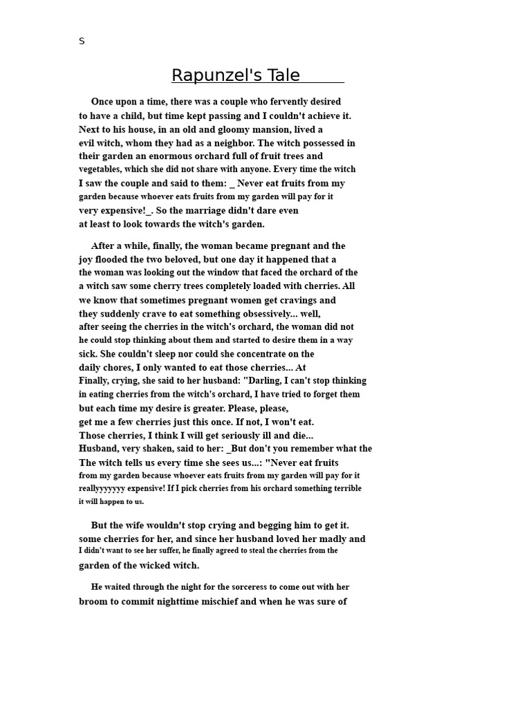 The Tale of Rapunzel | PDF | Rapunzel | Folklore