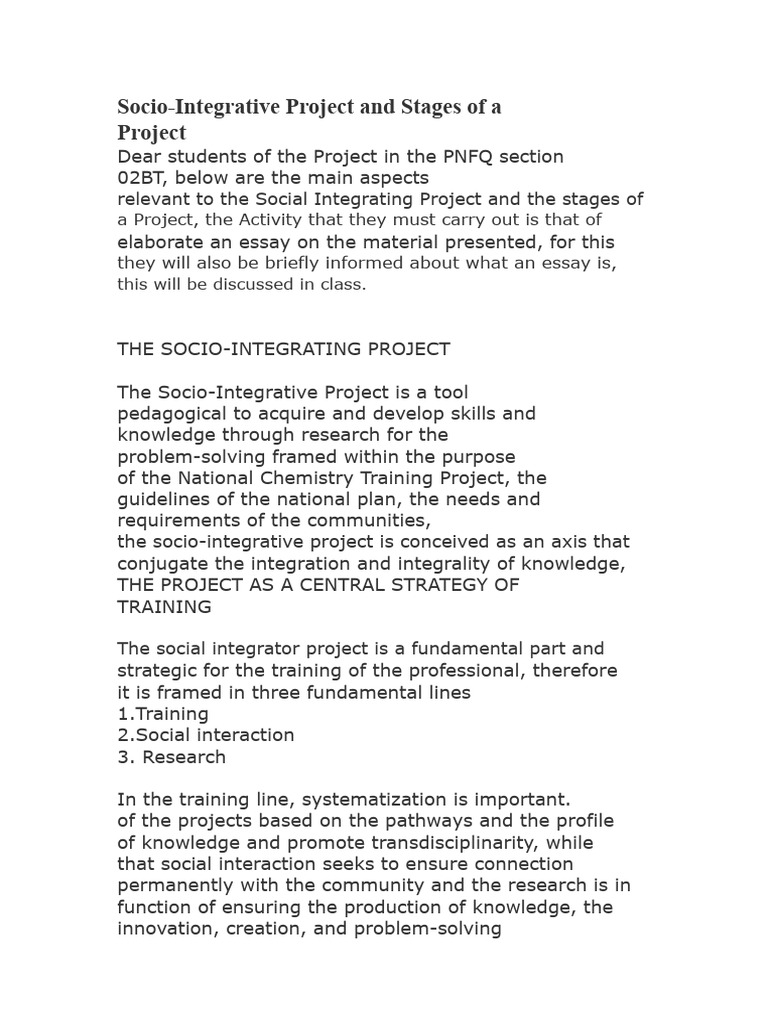 Socio-Integrative Project Overview | PDF | Methodology | Qualitative ...