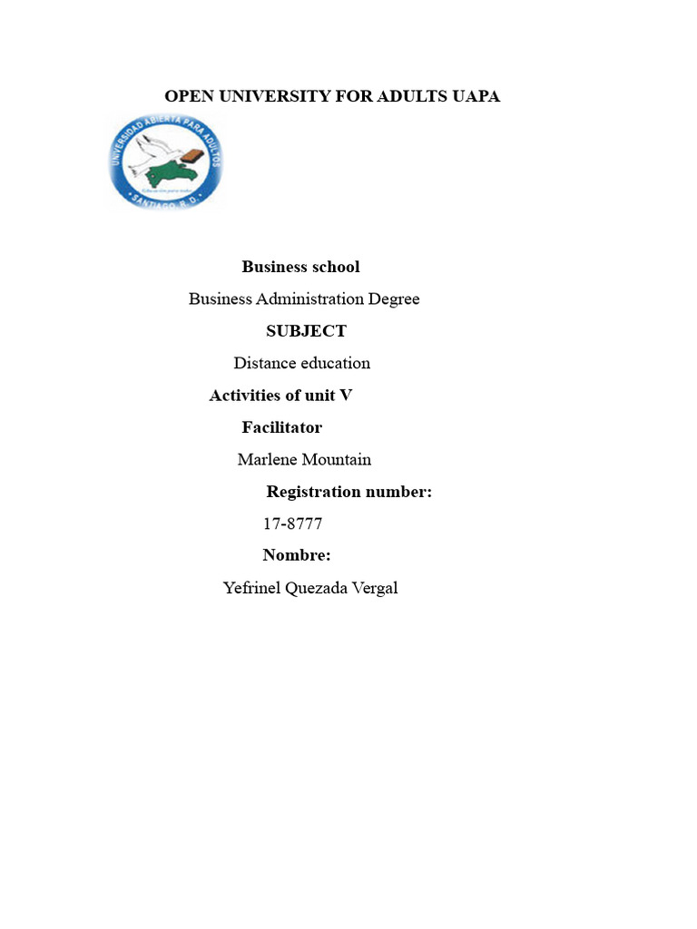 Distance Education Task V | PDF | Learning | Knowledge