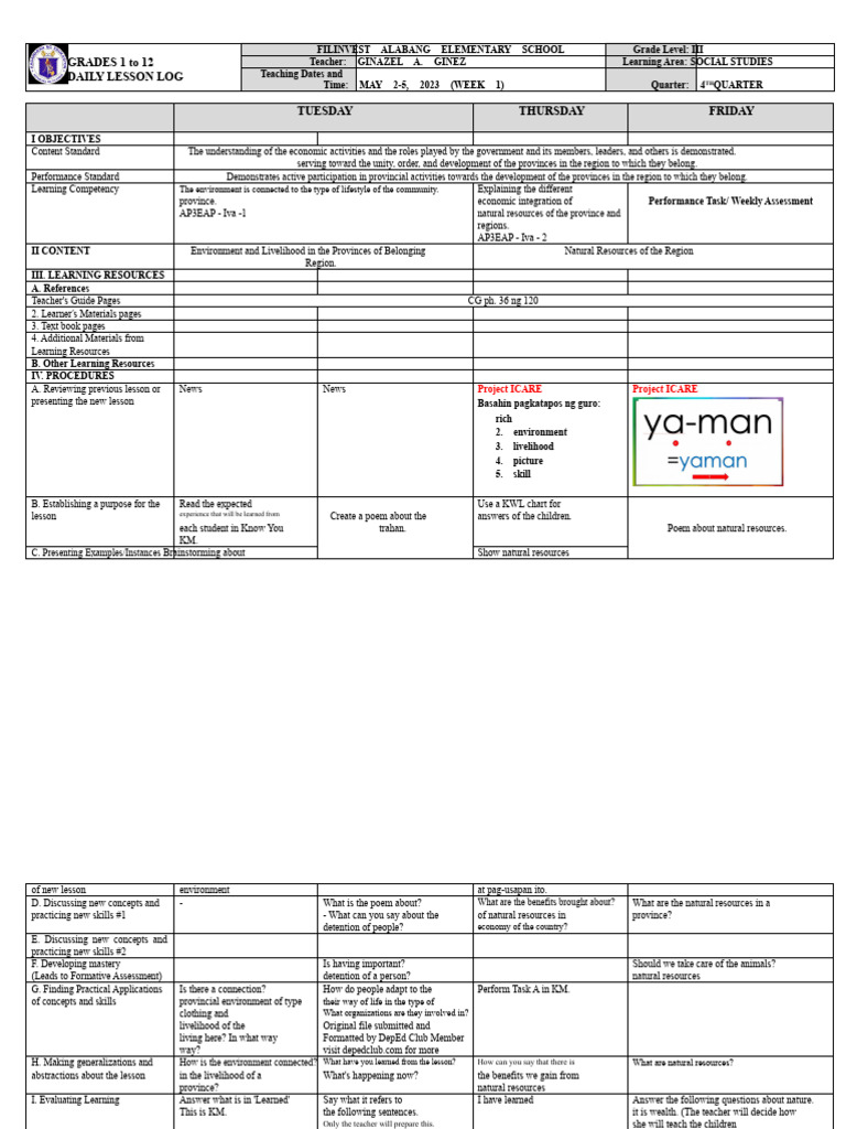 Social Studies Lesson Plan for Grade III | PDF | Teachers | Intelligence