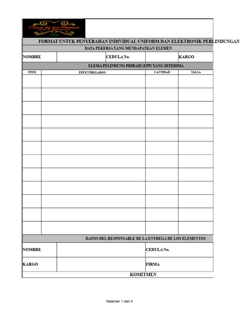 Format Penyerahan EPP dan Komitmen | PDF