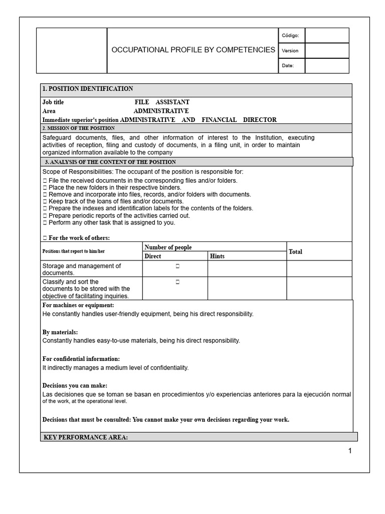 File Assistant Occupational Profile | PDF | Computer File