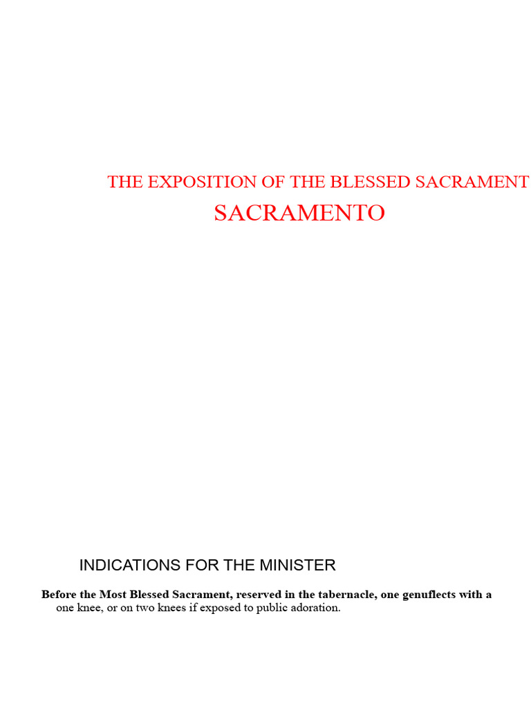 The Exposition of The Most Holy Sacrament | PDF | Eucharist | Lord's Prayer