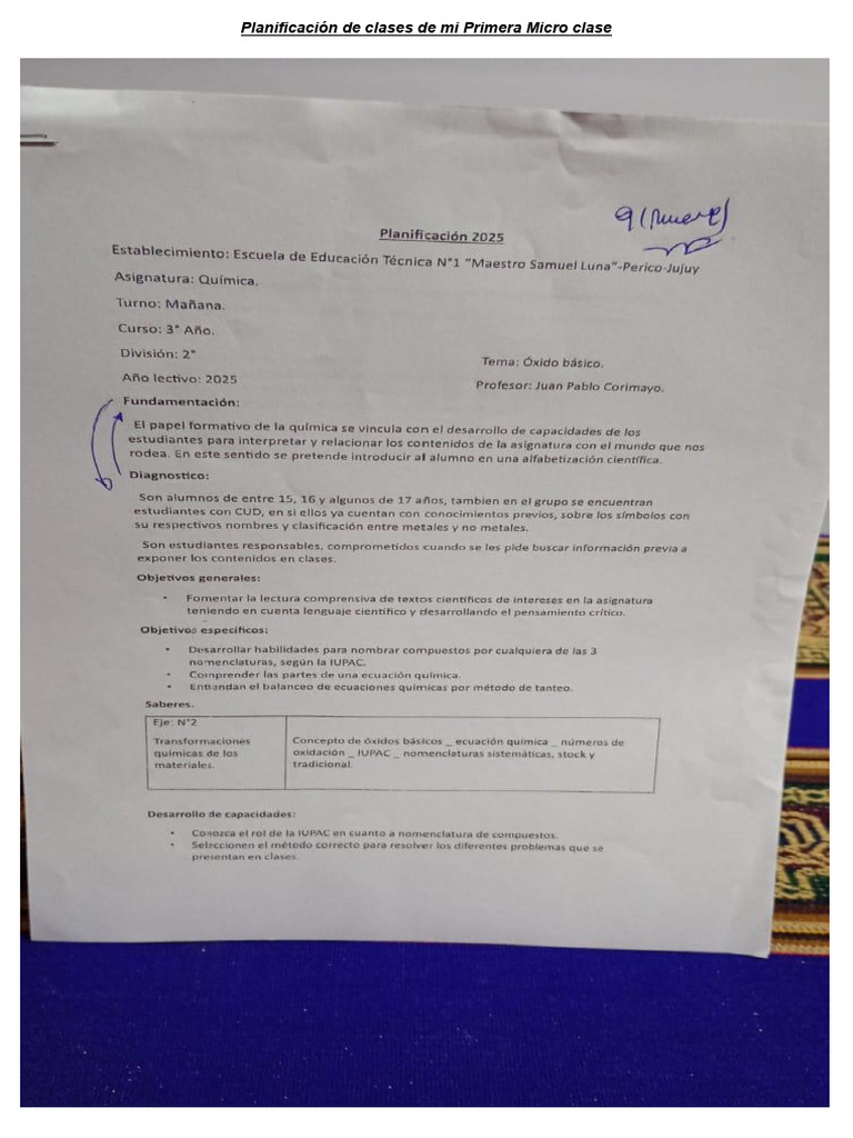 Archivo 2 Planificación de Clases de Mi Primera Micro Clase | PDF
