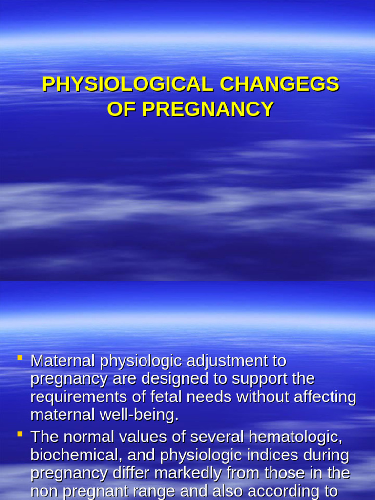 Physiological Changes During Pregnancy | PDF | Kidney | Blood Pressure