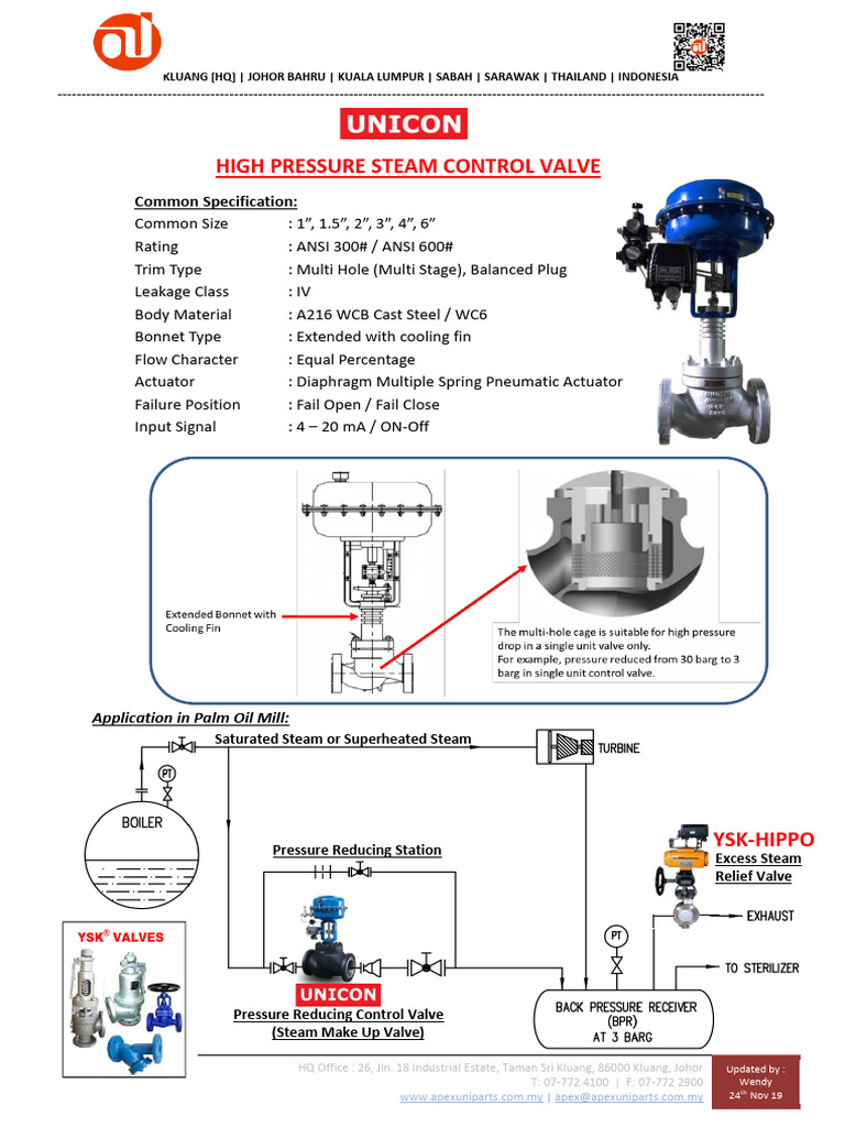 High Pressure Steam Control Valve Specs | PDF