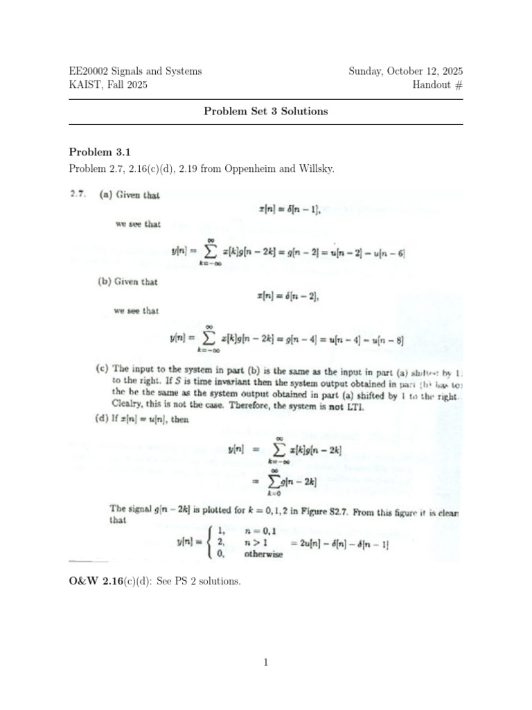 EE20002 Signals and Systems Solutions | PDF