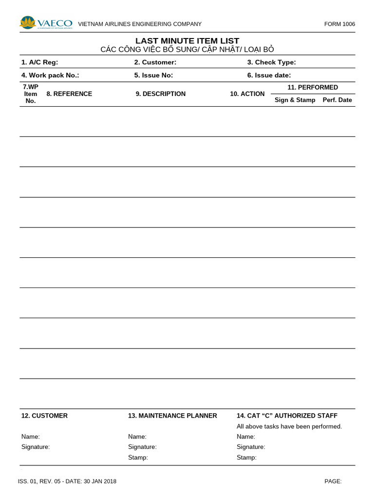 Form 1006 Last Minute Item List | PDF | Chess | Chess Theory