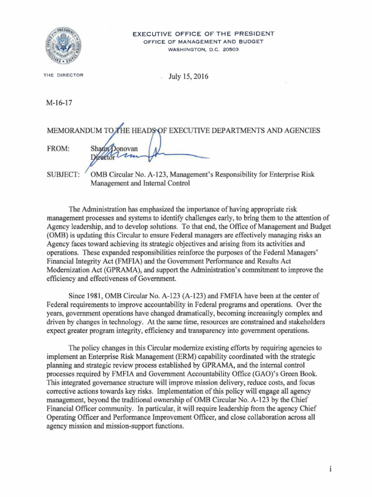 OMB Circular A-123: Risk Management Guide | PDF | Internal Control | Risk