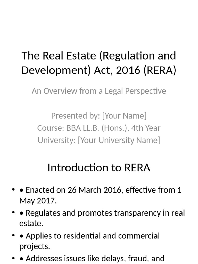 RERA 2016: Legal Overview & Impact | PDF | Justice | Crime & Violence