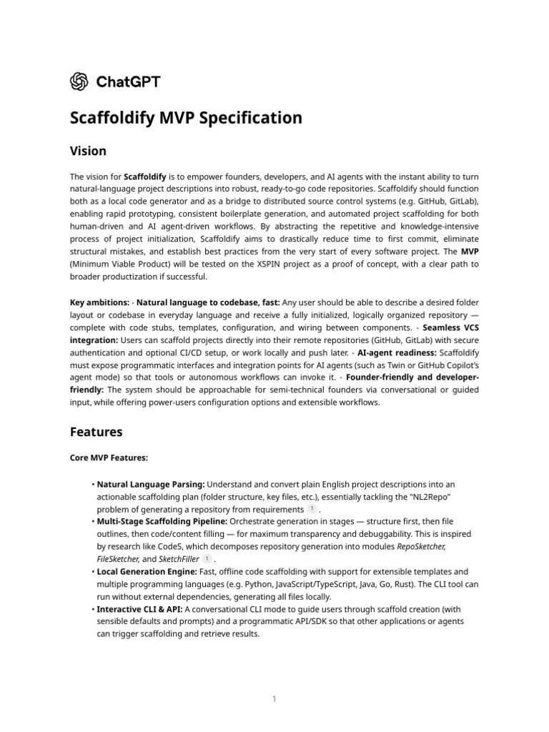 Scaffoldify MVP Specification | PDF | Command Line Interface | Computer ...