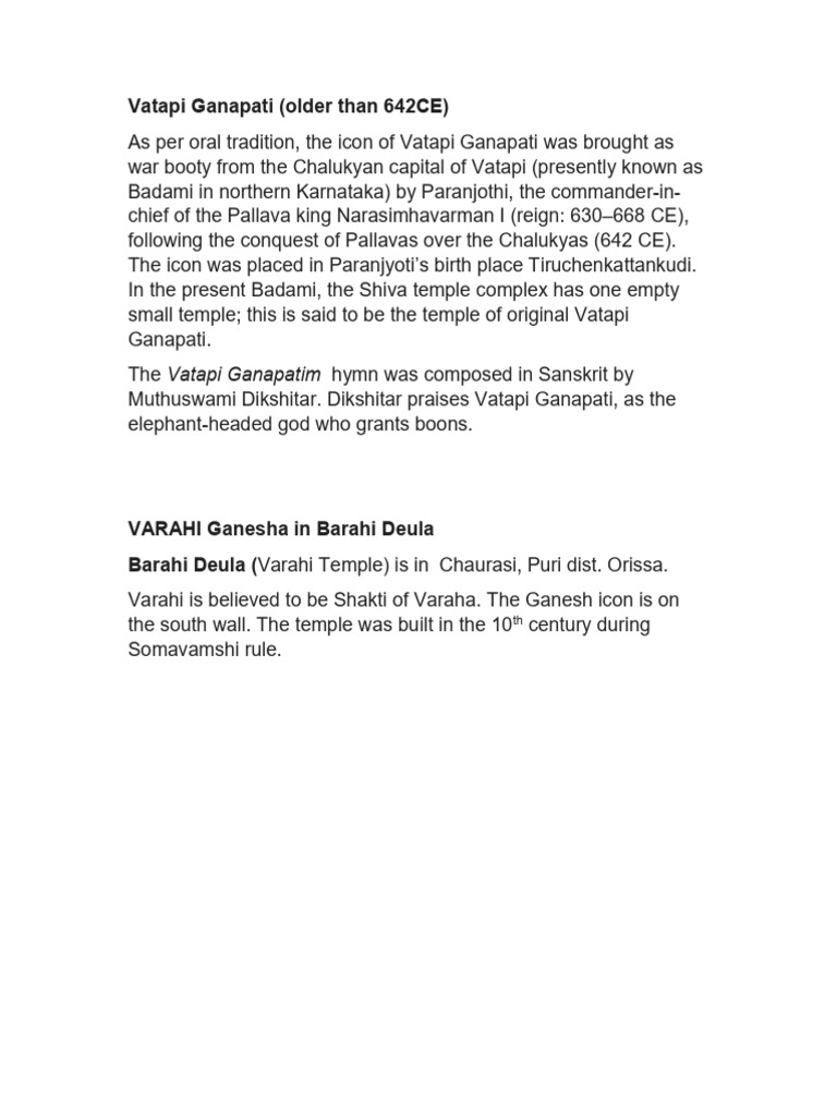 Vatapi Ganapati (Older Than 642CE) | PDF