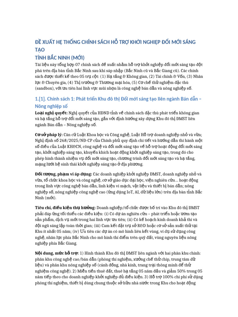 07 Chinh Sach Khoi Nghiep DMST Bac Ninh Moi | PDF