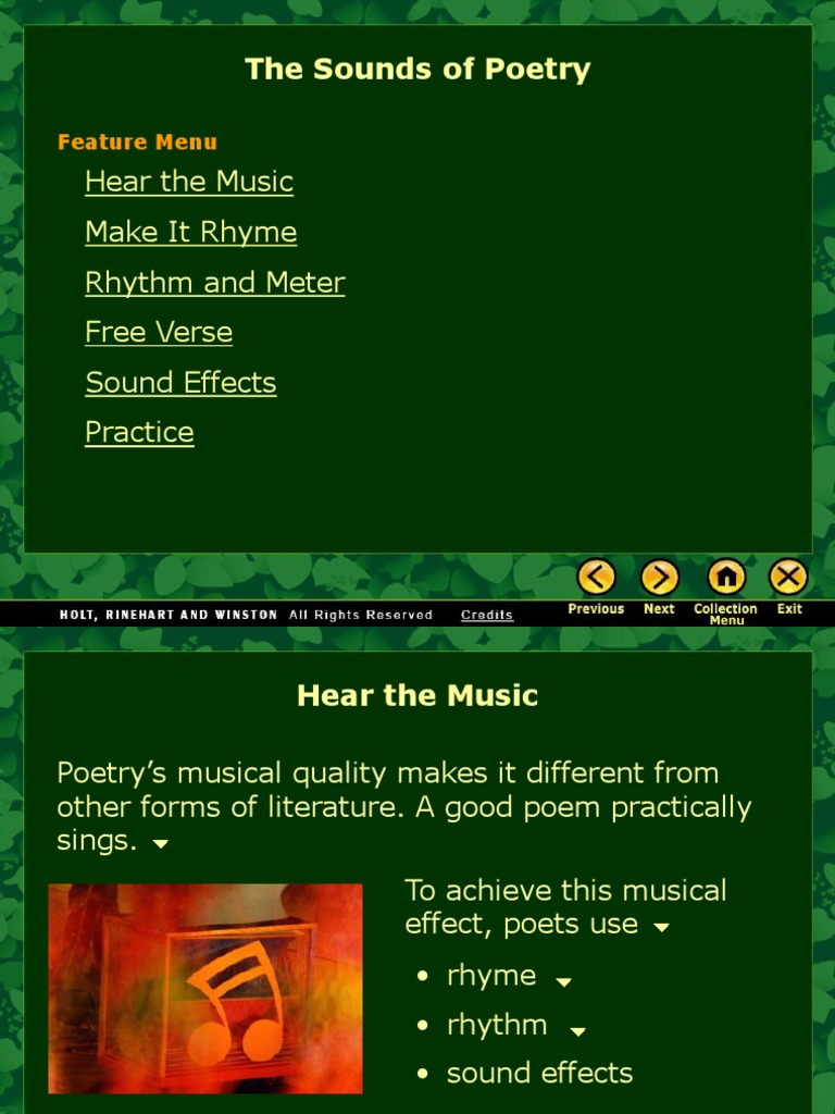 Elements of Poetry: Rhyme and Sound | PDF | Metre (Poetry) | Poetry