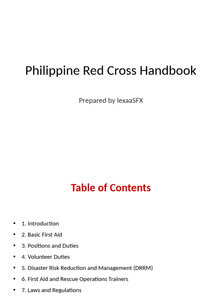 Philippine Red Cross Volunteer Handbook | PDF | First Aid | American ...