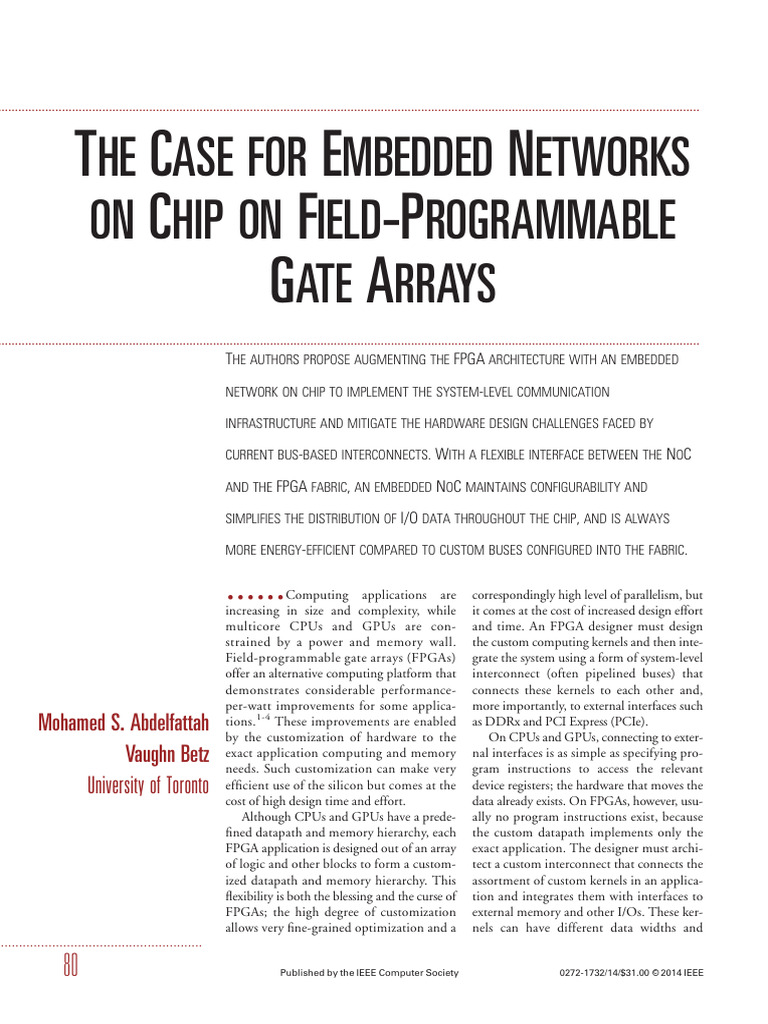 Embedded NoCs for FPGA Efficiency | PDF | Field Programmable Gate Array ...