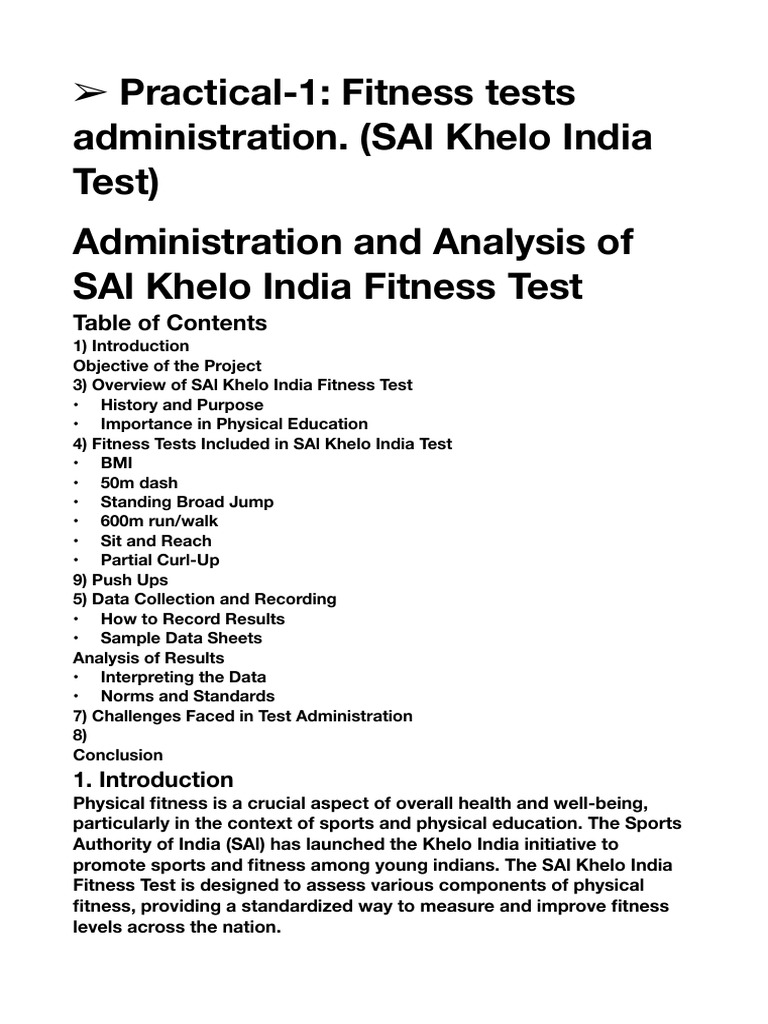 Khelo India Fitness Test Overview | PDF | Body Mass Index