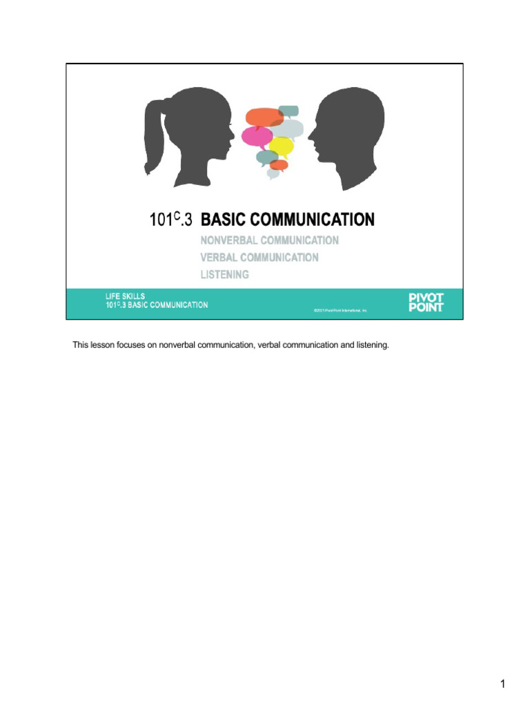 Study Slides For Basic Communication | PDF | Nonverbal Communication ...