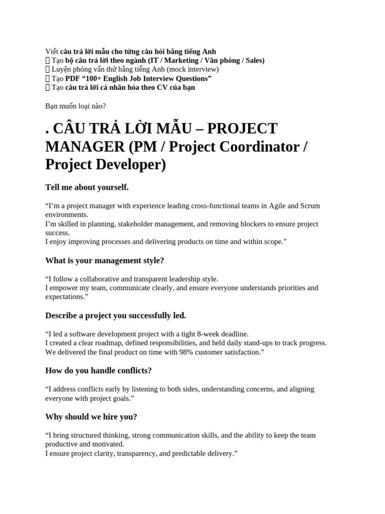 Interview Sample | PDF | Project Management | Business