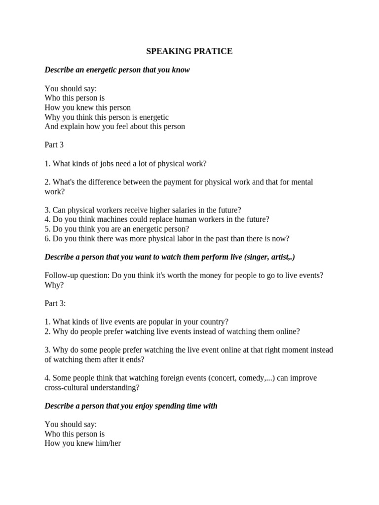 Speaking Pratice | PDF | Social Psychology