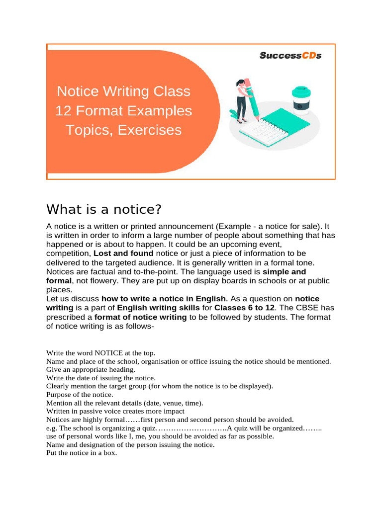 Notice Writing Guide for Students | PDF