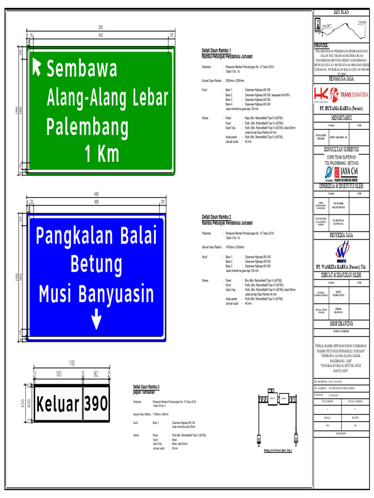 Rambu Petunjuk Jalan Tol Palembang | PDF