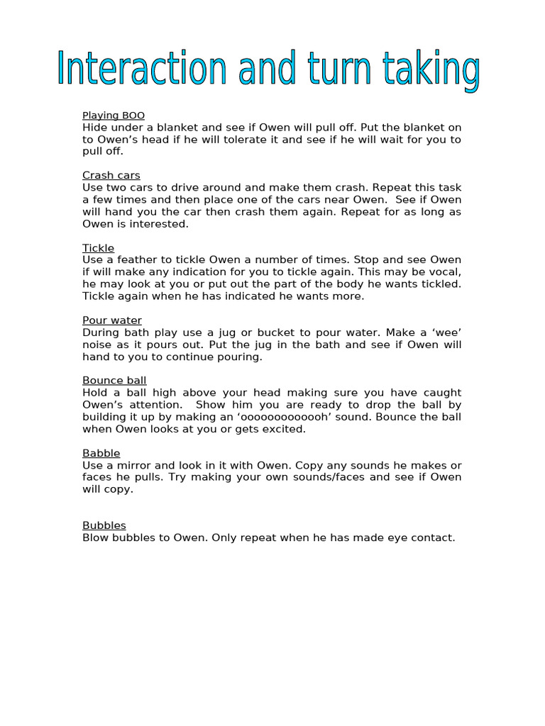 Engaging Play Activities for Owen | PDF