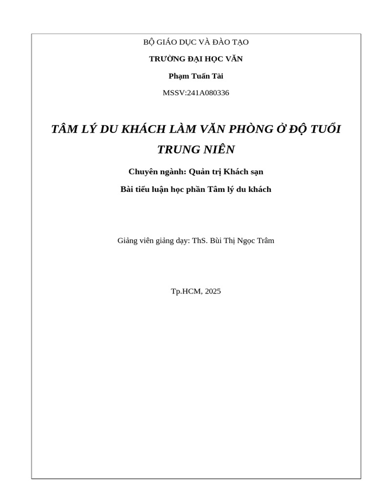 Bìa Tiểu Luận Tldk Của Tài | PDF
