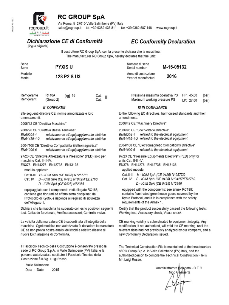 DIFO DIFO M 15 05132 Certificazione | PDF