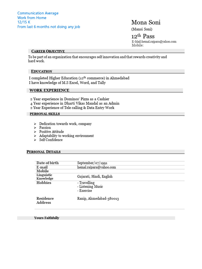 Resume Mona Soni | PDF