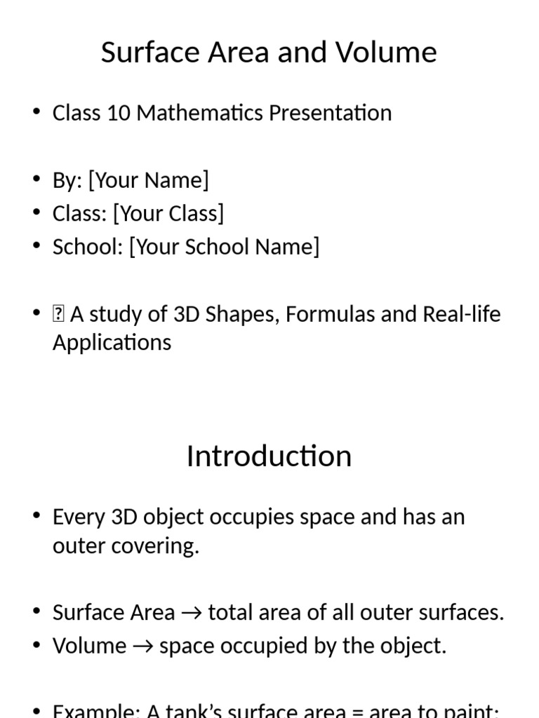 Surface Area And Volume Guide Pdf Volume Sphere