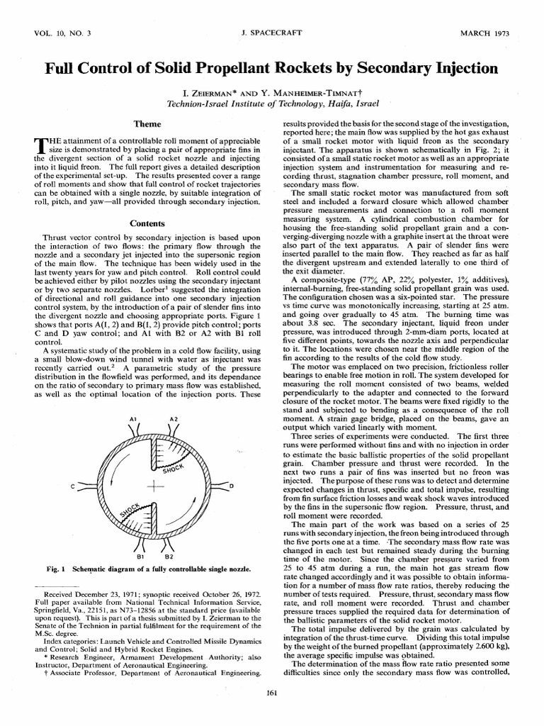 Solid Rocket Roll Control via Injection | PDF | Rocket Engine | Rocket