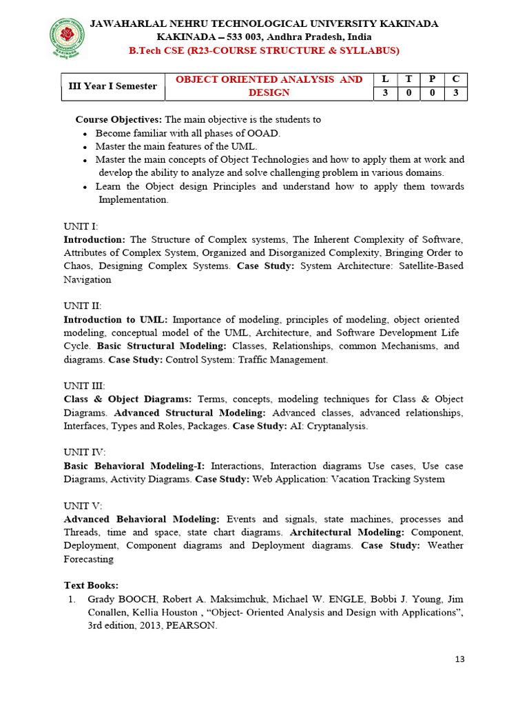 Syllabus Object Oriented Analysis and Design | PDF | Unified Modeling ...