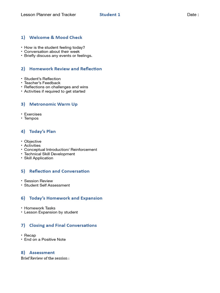 Comprehensive Lesson Planner Template | PDF