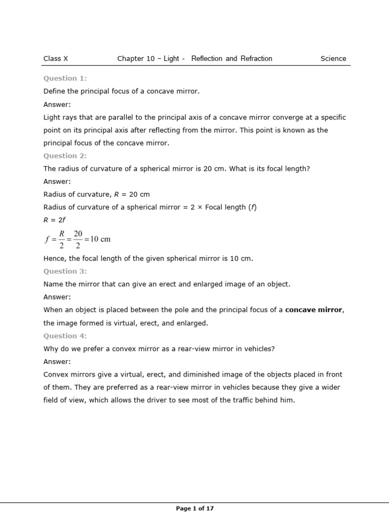Light Reflection and Refraction Guide | PDF | Mirror | Optics