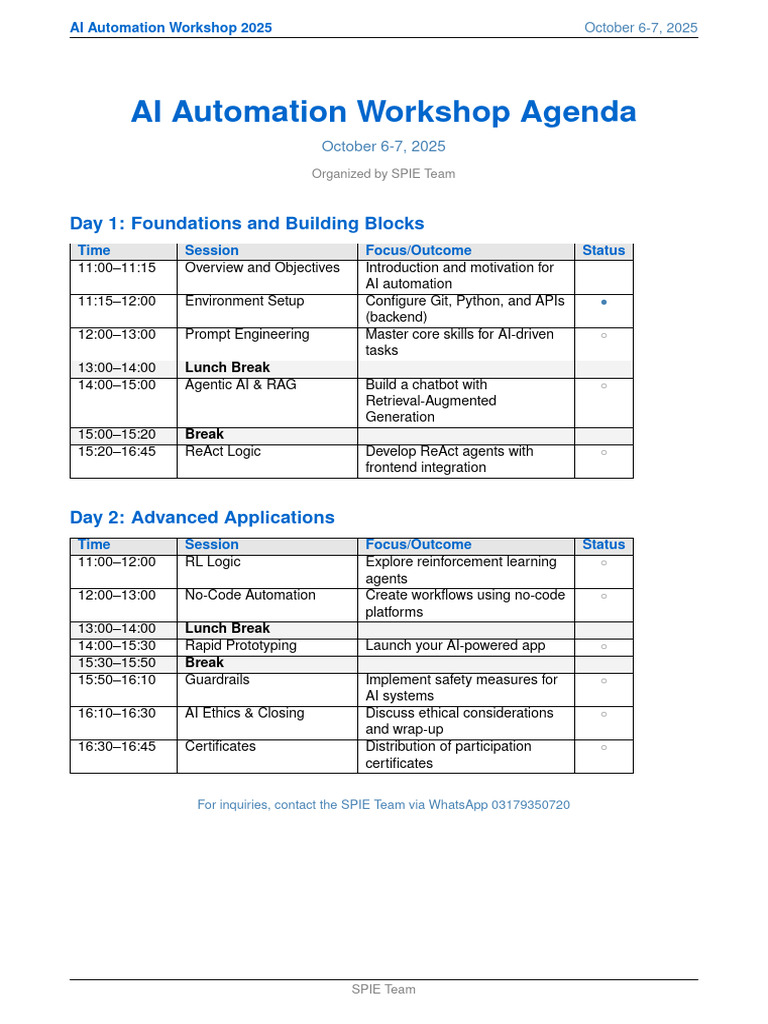 Workshop Agenda | PDF
