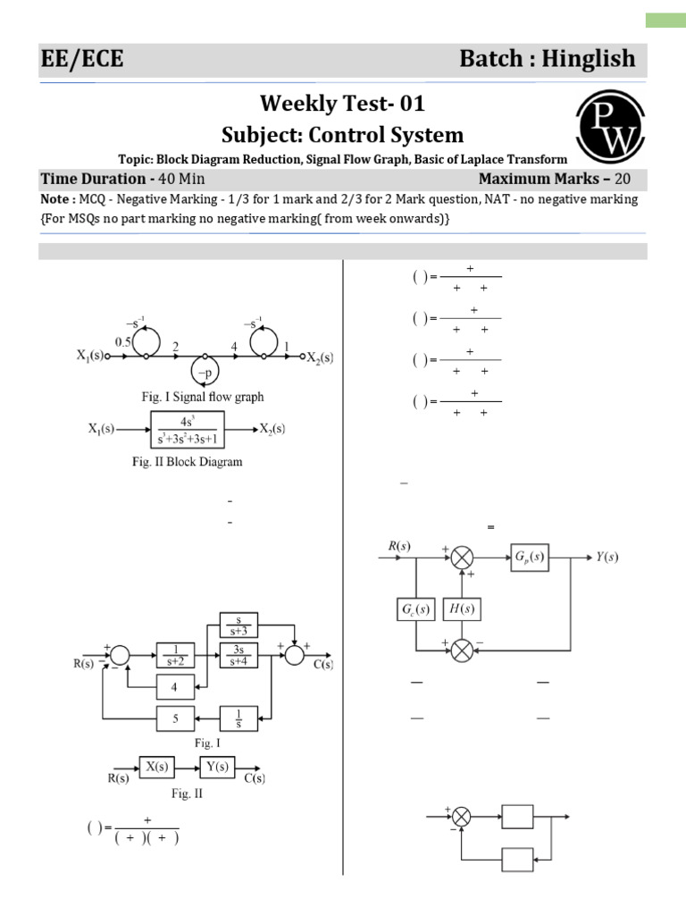Control System Weekly Test 01 | PDF | Signal Processing ...