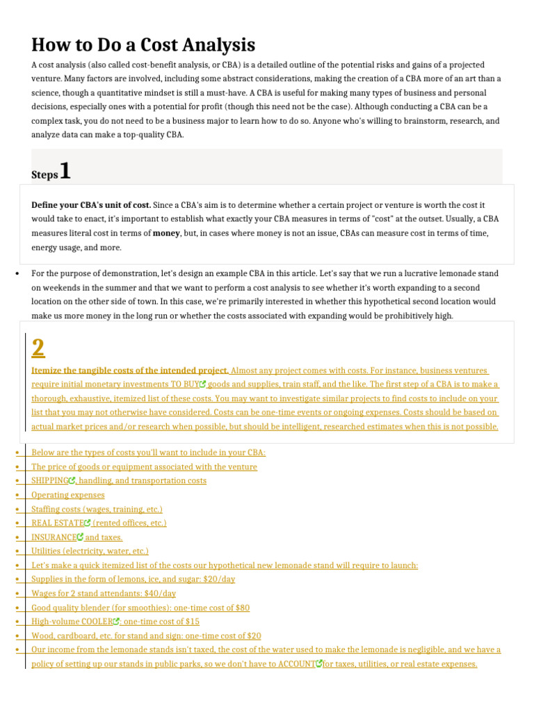 Cost Analysis Guide for Projects | PDF | Cost–Benefit Analysis | Profit ...