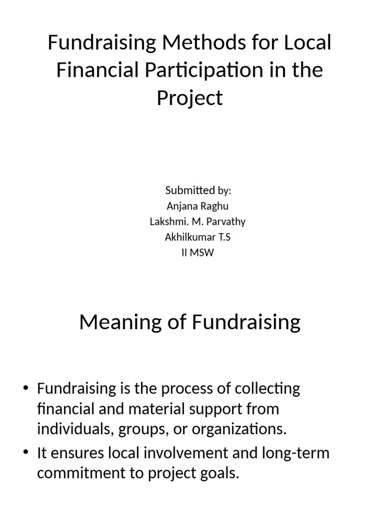 Fundraising Methods Presentation | PDF