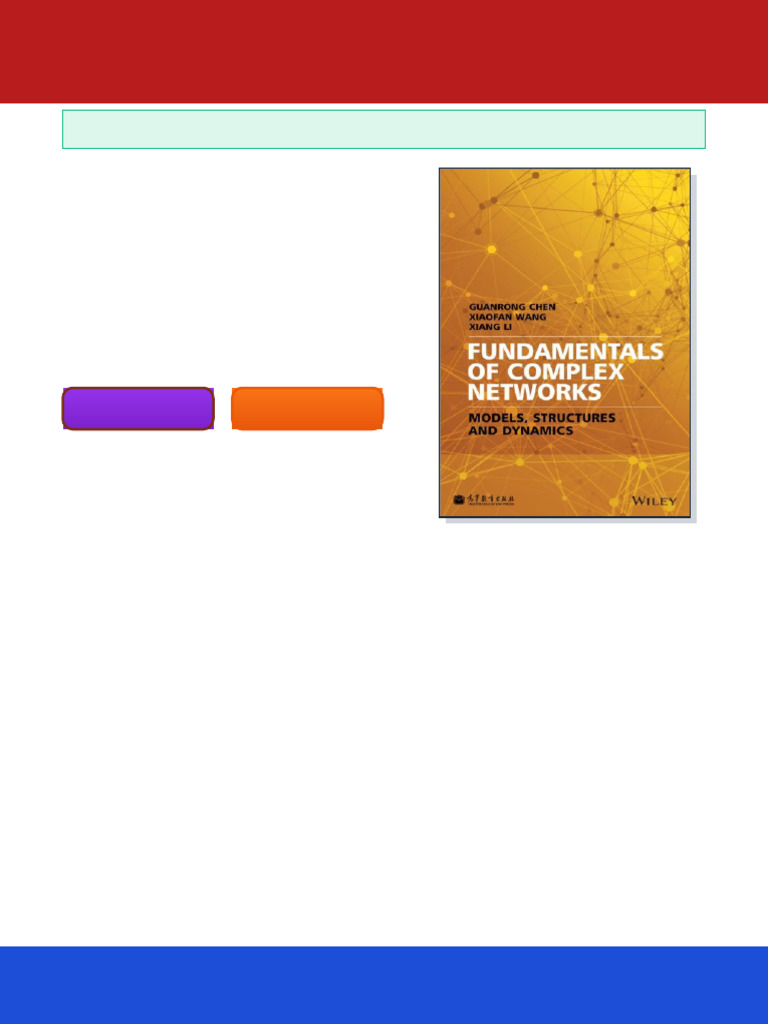 Fundamentals of Complex Networks Models Structures and Dynamics 1st ...